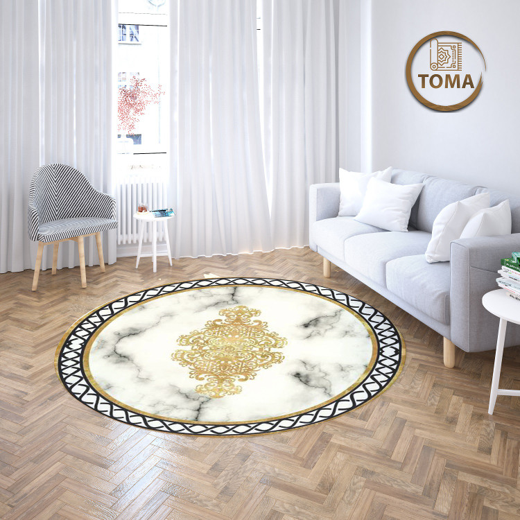 فرشینه گِرد هال و پذیرایی کد C51 رویه مخمل درجه یک استپ دار بدون سُر