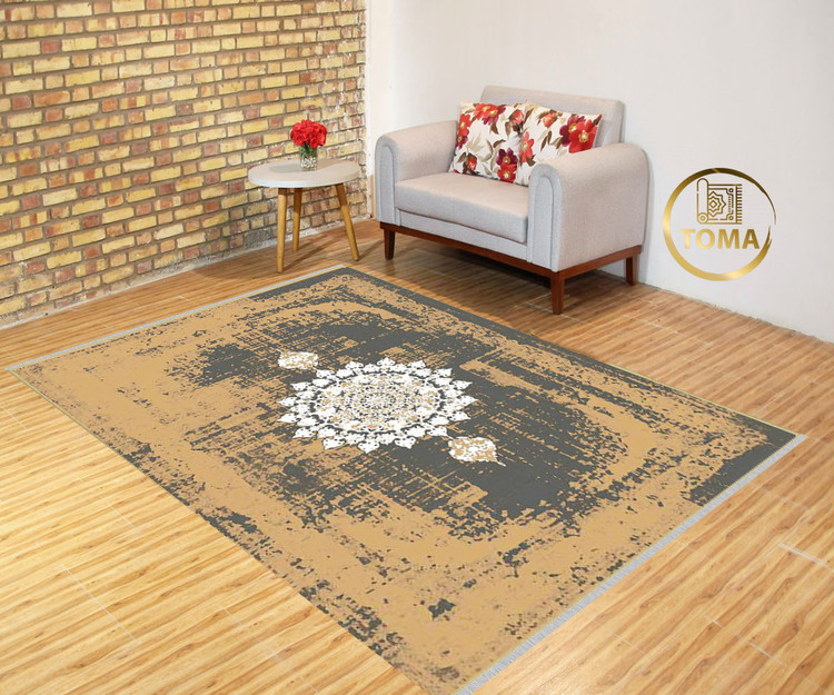 خرید آنلاین فرشینه هال و پذیرایی کد H143 مخمل تُرک استپ دار بدون سُر