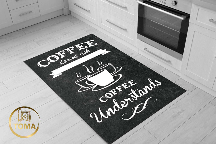 فرش آشپزخانه با کابینت سفید