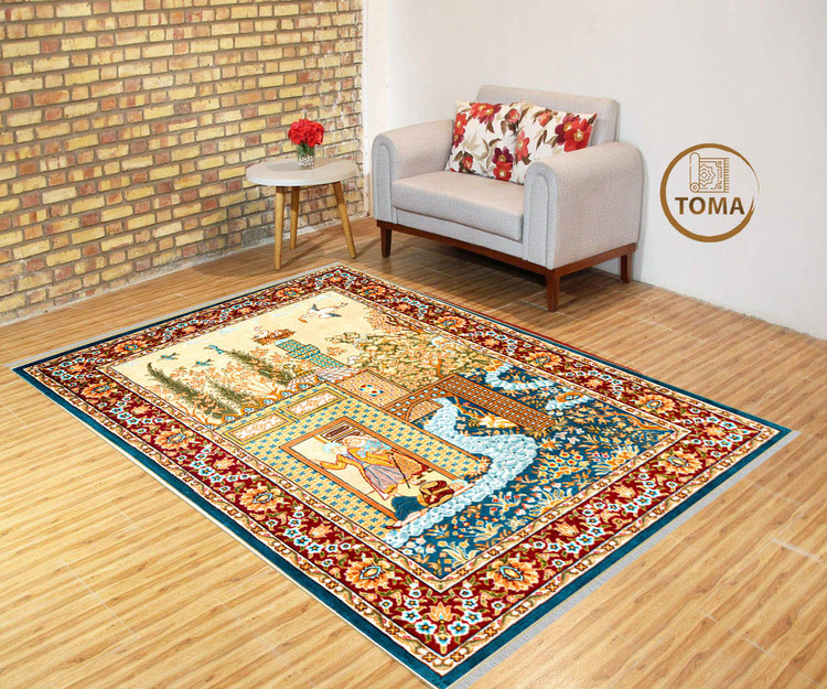 فرشینه طرح فرش ابریشمی کد A026 مخمل تُرک زیره استُپ دار، نرم و لطیف