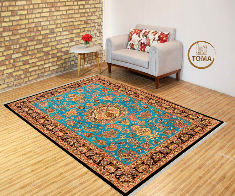 فرشینه طرح فرش ابریشمی کد A030 مخمل تُرک زیره استُپ دار، نرم و لطیف