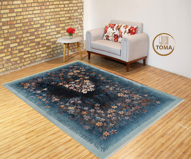 فرشینه طرح فرش ابریشمی کد A031 مخمل تُرک زیره استُپ دار، نرم و لطیف