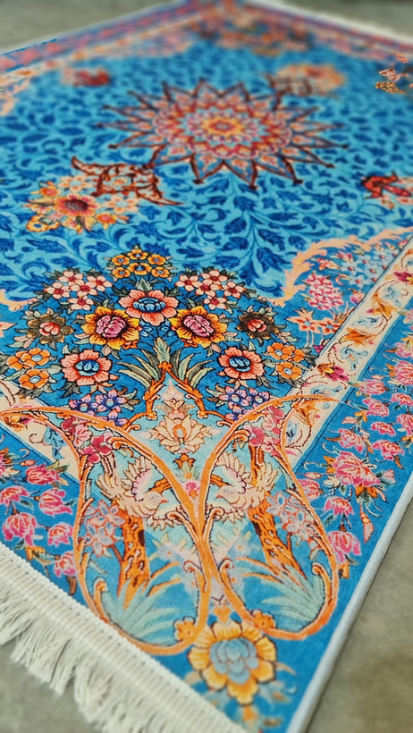 خرید اینترنتی فرشینه طرح فرش ابریشم کد A015 با کیفیت بالا و قابل شستشوی آسان