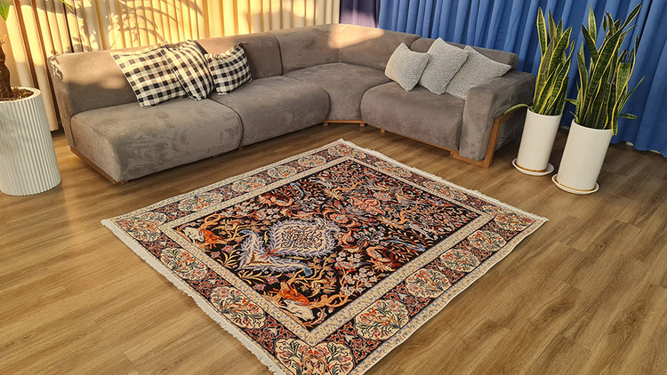 فروش فرشینه طرح فرش ابریشم کد A035 قابل شستشوی راحت، سبک و لایه استُپ دار
