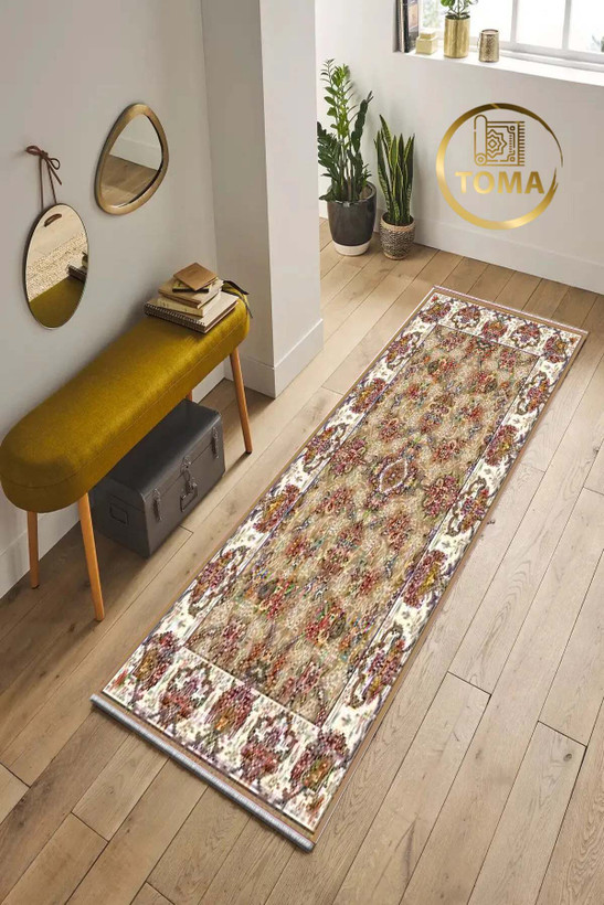 خرید اینترنتی فرشینه راهرویی مدرن کد R172 قابل شستشوی راحت، سبک و لایه پشت استُپ دار