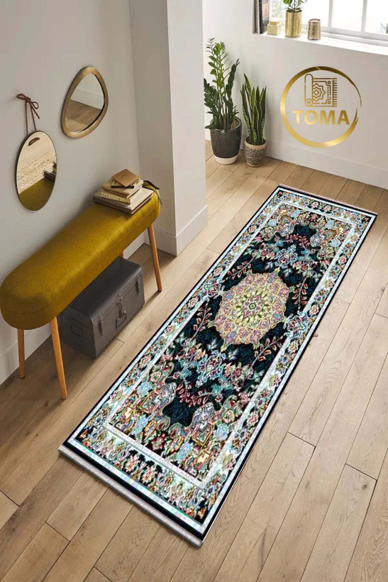 خرید اینترنتی فرش کناره مدرن کد R186 قابل شستشوی راحت، سبک و لایه پشت استُپ دار