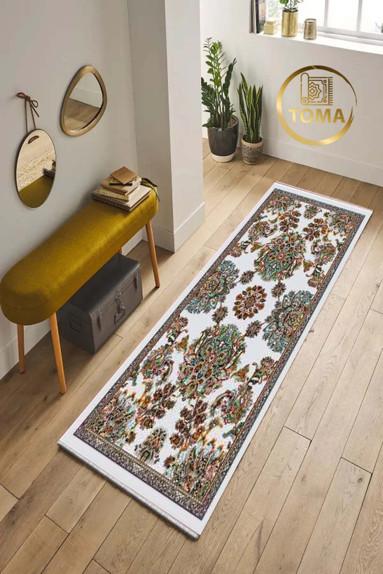 خرید اینترنتی فرش کناره مدرن کد R187 قابل شستشوی راحت، سبک و لایه پشت استُپ دار
