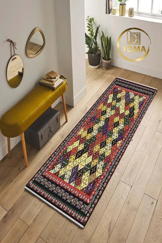 خرید اینترنتی فرش کناره مدرن کد R189 قابل شستشوی راحت، سبک و لایه پشت استُپ دار