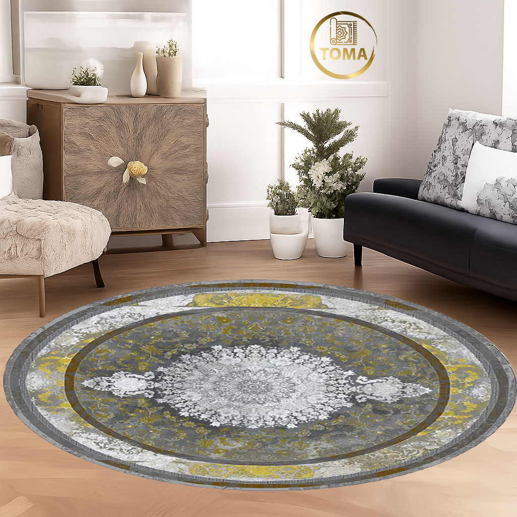 فرشینه  گِرد هال و پذیرایی کد D200 رویه مخمل درجه یک استپ دار بدون سُر