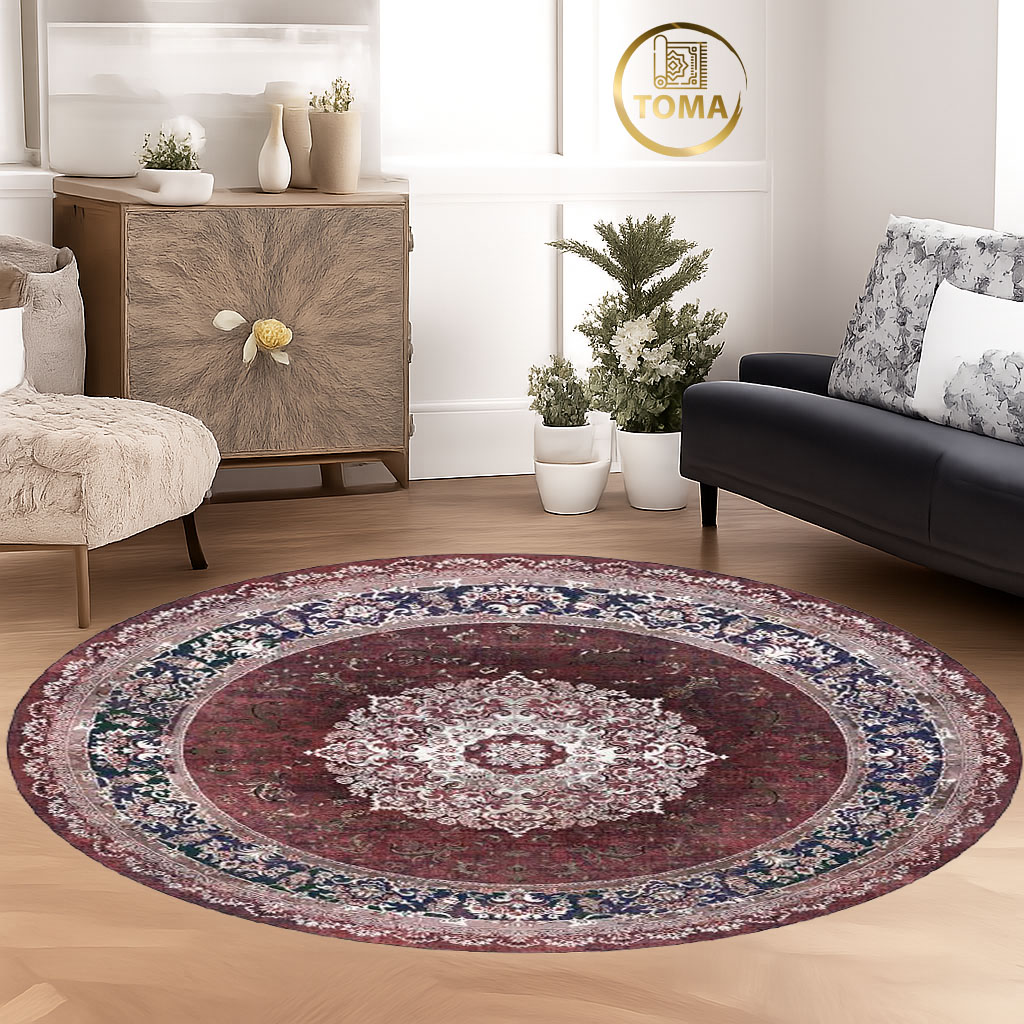 فرشینه  گِرد هال و پذیرایی کد D201 رویه مخمل درجه یک استپ دار بدون سُر