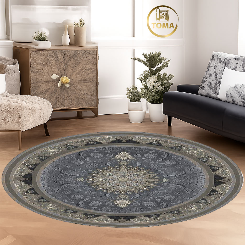 فرشینه  گِرد هال و پذیرایی کد D202 رویه مخمل درجه یک استپ دار بدون سُر