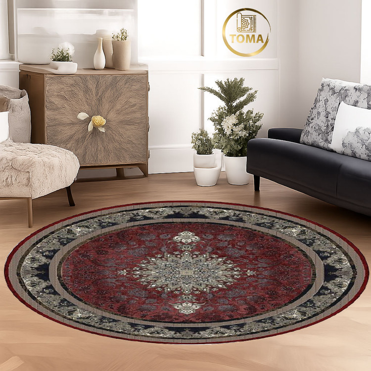 فرشینه گِرد هال و پذیرایی کد D203 رویه مخمل درجه یک استپ دار بدون سُر