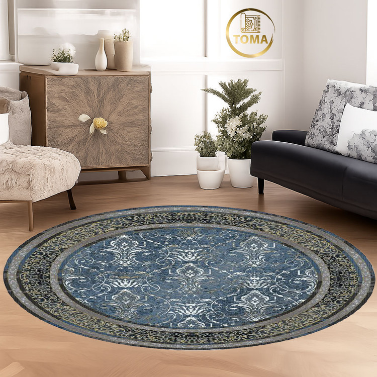 فرشینه گِرد هال و پذیرایی کد D204 رویه مخمل درجه یک استپ دار بدون سُر