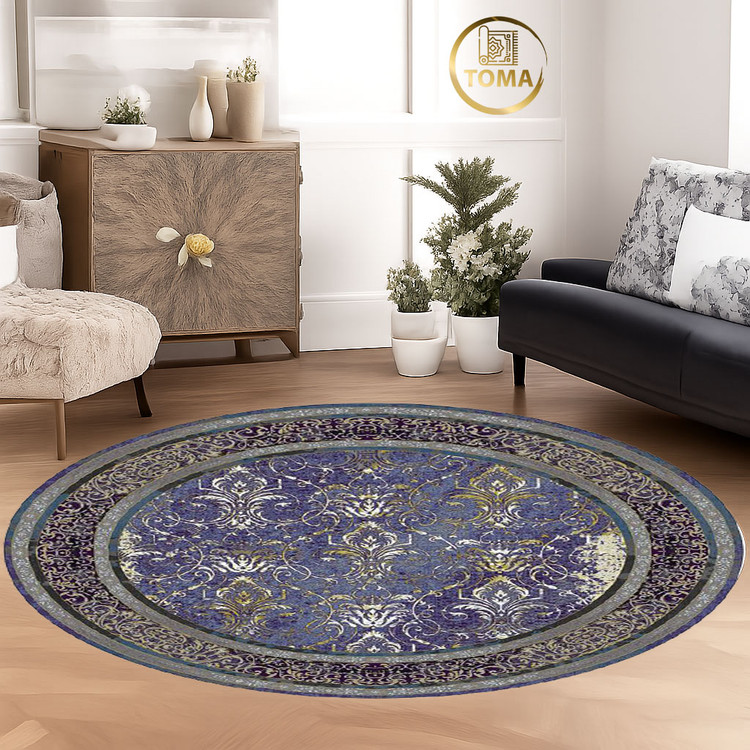 فرشینه گِرد هال و پذیرایی کد D206 رویه مخمل درجه یک استپ دار بدون سُر