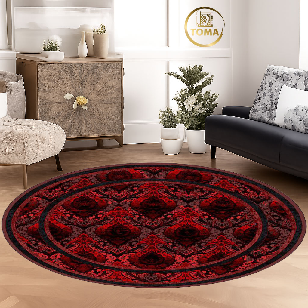فرشینه  گِرد هال و پذیرایی کد D211 رویه مخمل درجه یک استپ دار بدون سُر