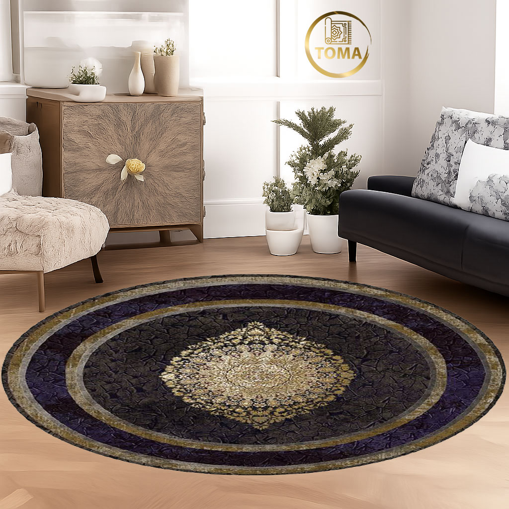 فرشینه  گِرد هال و پذیرایی کد D212 رویه مخمل درجه یک استپ دار بدون سُر