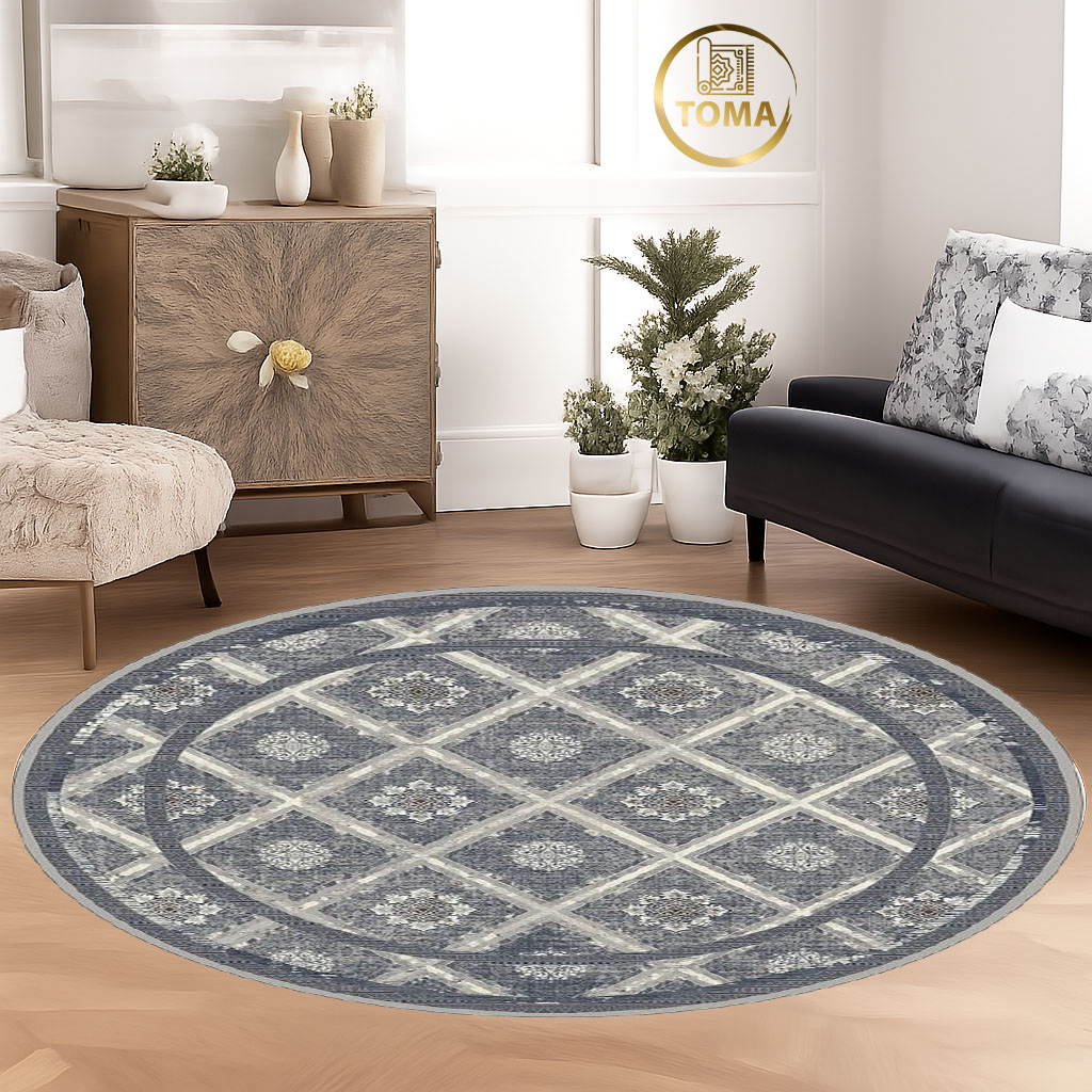 فرشینه  گِرد هال و پذیرایی کد D214 رویه مخمل درجه یک استپ دار بدون سُر
