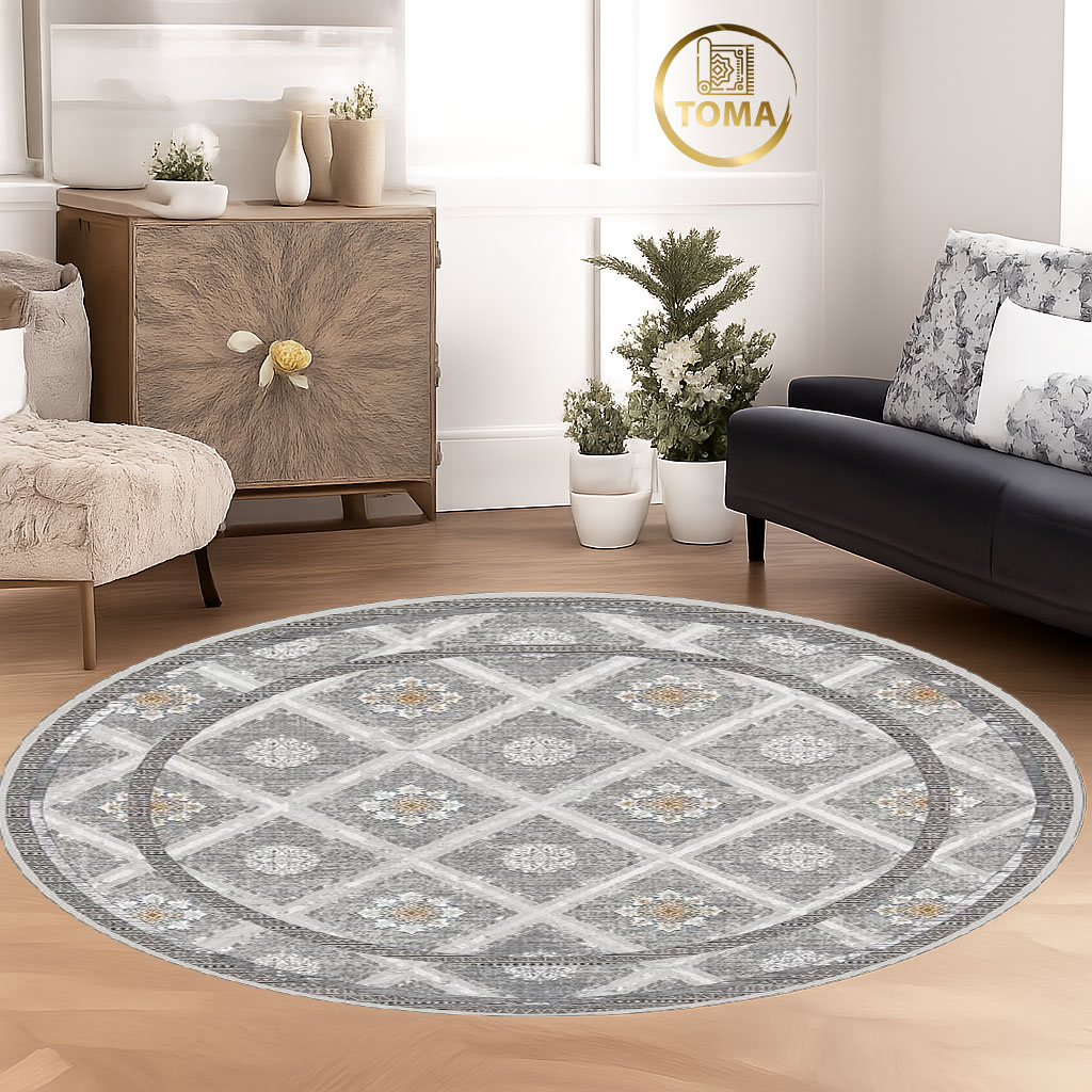 فرشینه  گِرد هال و پذیرایی کد D215 رویه مخمل درجه یک استپ دار بدون سُر