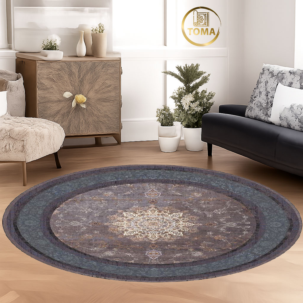 فرشینه  گِرد هال و پذیرایی کد D218 رویه مخمل درجه یک استپ دار بدون سُر