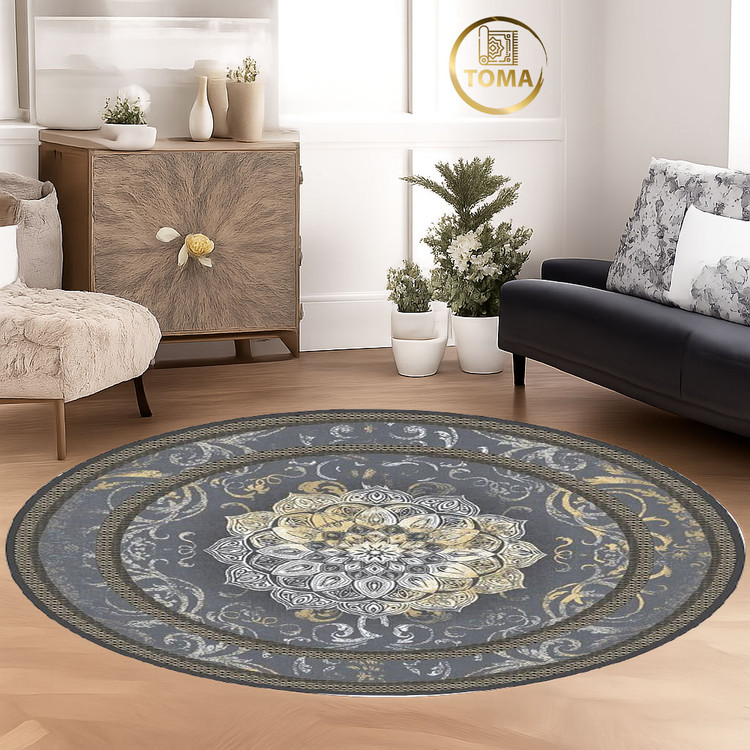 فرشینه گِرد هال و پذیرایی کد D219 رویه مخمل درجه یک استپ دار بدون سُر