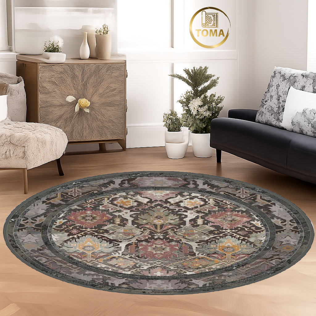 فرشینه  گِرد هال و پذیرایی کد D221 رویه مخمل درجه یک استپ دار بدون سُر