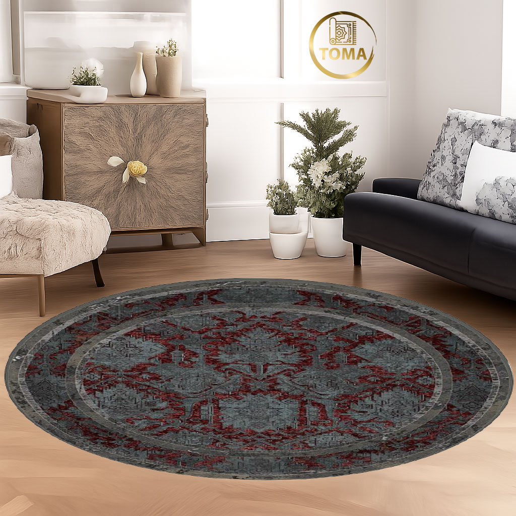 فرشینه  گِرد هال و پذیرایی کد D223 رویه مخمل درجه یک استپ دار بدون سُر