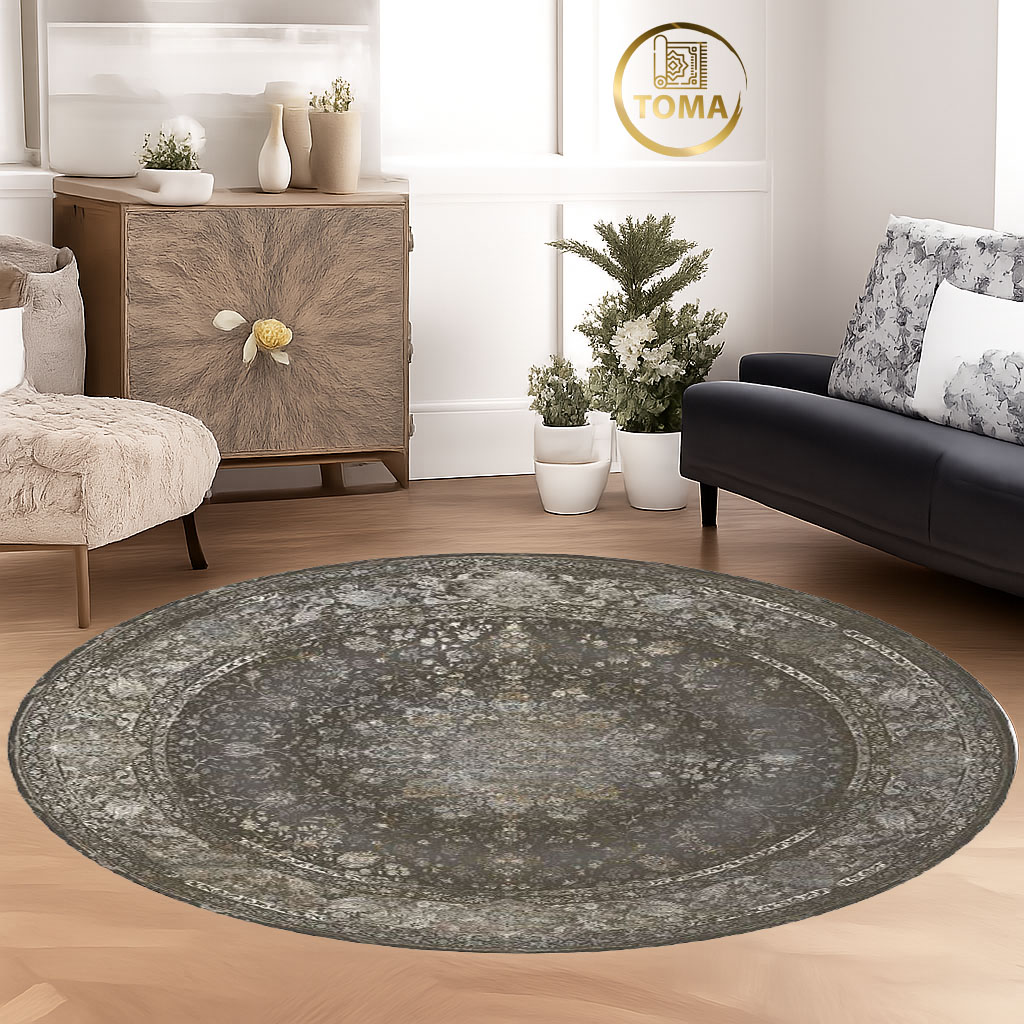 فرشینه  گِرد هال و پذیرایی کد D226 رویه مخمل درجه یک استپ دار بدون سُر