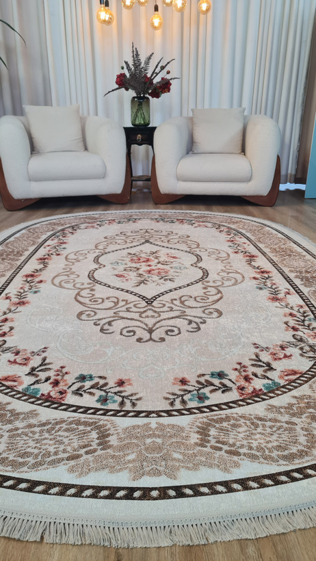 فرشینه بیضی کد B110 قابل شستشوی راحت، سبک و لایه پشت استُپ دار