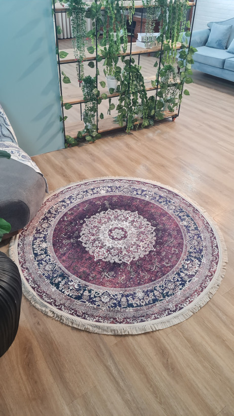 فرشینه گِرد هال و پذیرایی کد D201 گِرد رویه مخمل شانل استُپ دار بدون سُر